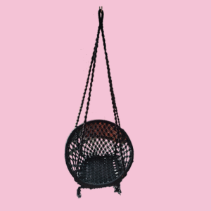 Handwoven Black Round Cotton Swing Chair