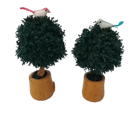 Charming Topiary Bird Accented Mini Bonsai Trees (Set of 2)