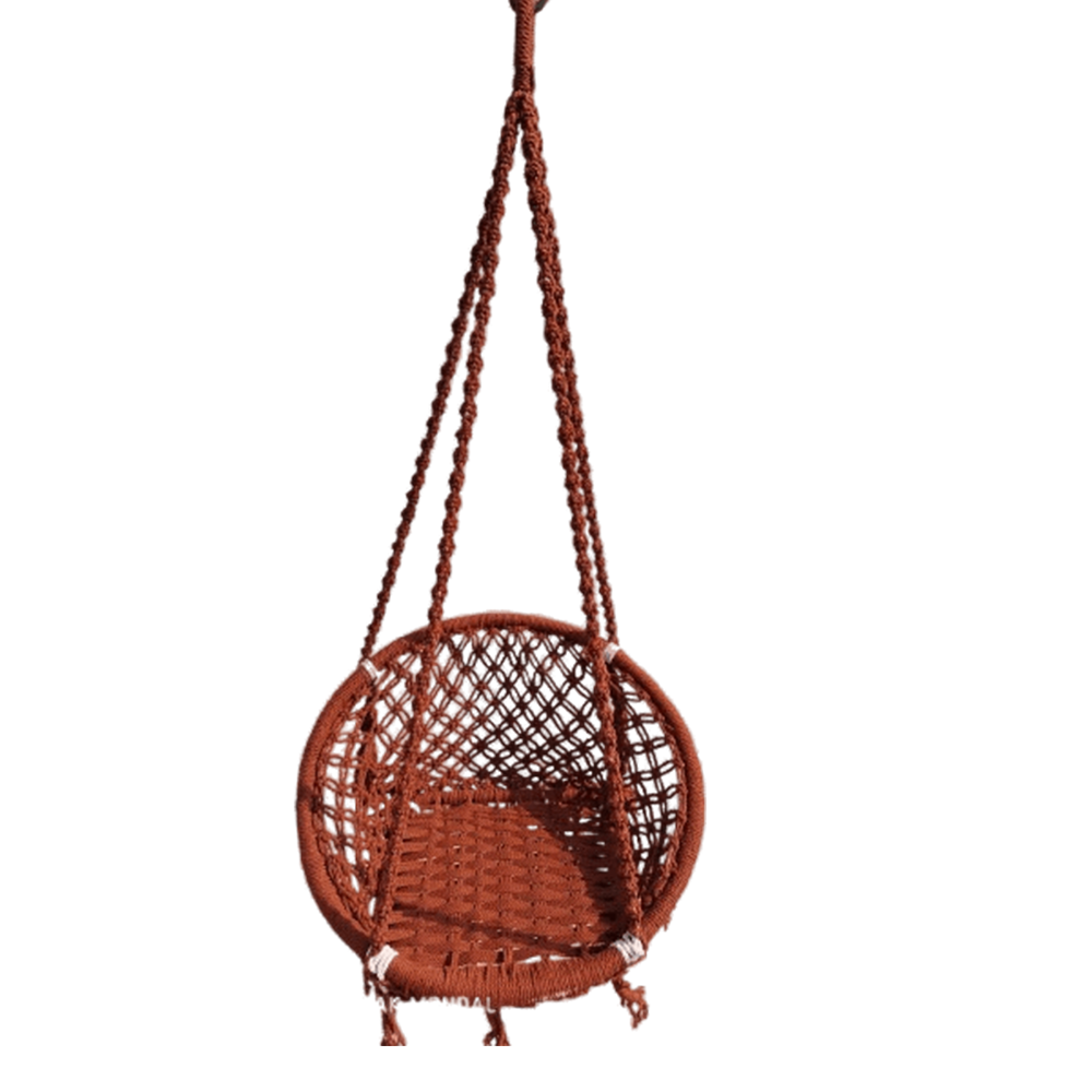 Round Cradle – Brown (Handcrafted Hanging Cotton Swing) 1