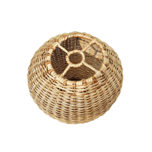Handcrafted Round Cane Storage Basket with Partition – Natural Woven Organizer