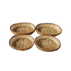 Handcrafted Oval Cane Basket Set – Natural Woven Storage & Utility Baskets (Set of 4)